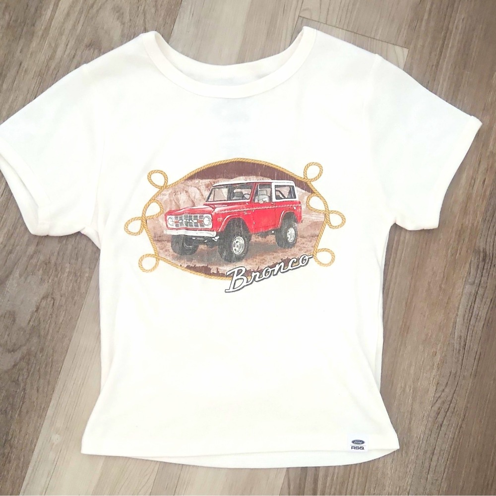 Ford Women's Bronco Graphic Short Sleeve Baby Tee T-Shirt Western Vintage Look